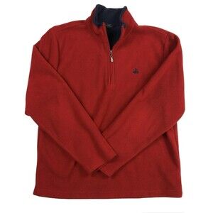 Brooks Brothers Sweater Mens Large Red Fleece Pullover 1/4 Zip